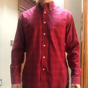 Orvis Mens Large Trim Fit Red Button Down Shirt